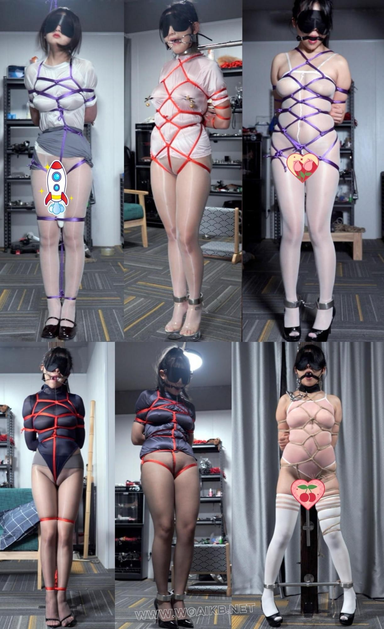 【精选大礼包 8 in 1】丝滑小姐姐们紧缚罚站销魂挣扎呻吟忍受高跟股绳夹子棒子折磨…