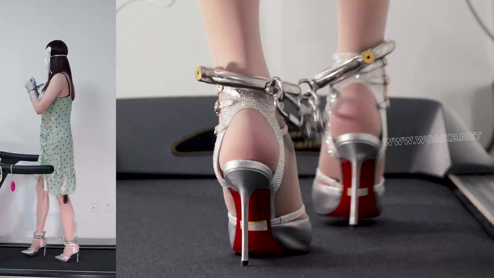 手足钢枷铐镣禁锢皮鞭抽打青裙肉丝银高跟+充气GS、震动BB、无线TD、电动PJ与跑步机 预览图 9