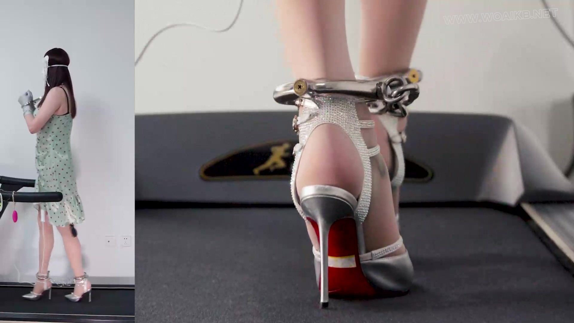 手足钢枷铐镣禁锢皮鞭抽打青裙肉丝银高跟+充气GS、震动BB、无线TD、电动PJ与跑步机 预览图 8