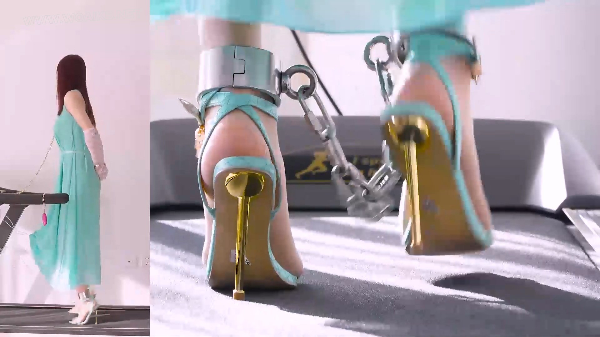 脚镣手铐禁锢绿裙肉丝绿凉高+金属GS、电动BB、无线TD与跑步机 预览图 12