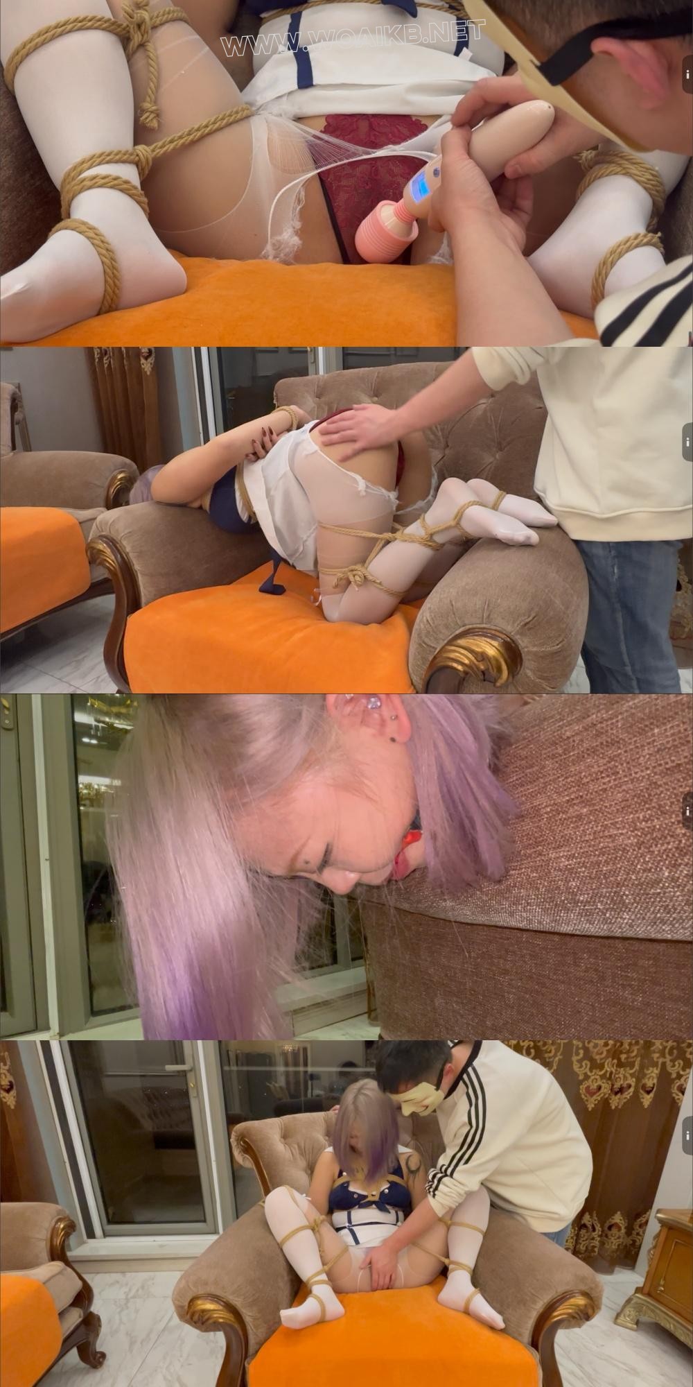 （小涵）分腿固定在沙发上 肆意抚摸 手动＋TD挑逗强高 后手跪爬在沙发上鞭打屁股大…