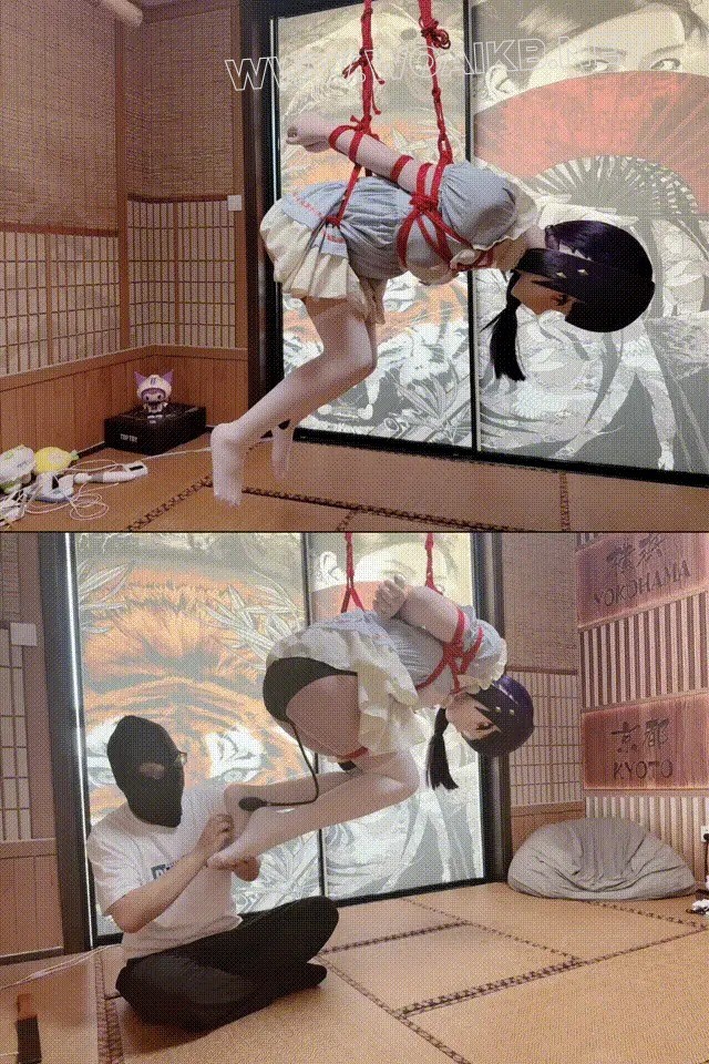 白丝小kigger残暴的后手直臂吊缚折磨，挑战郊狼极限，充气塞+皮拍抽打+TK虐足，只…