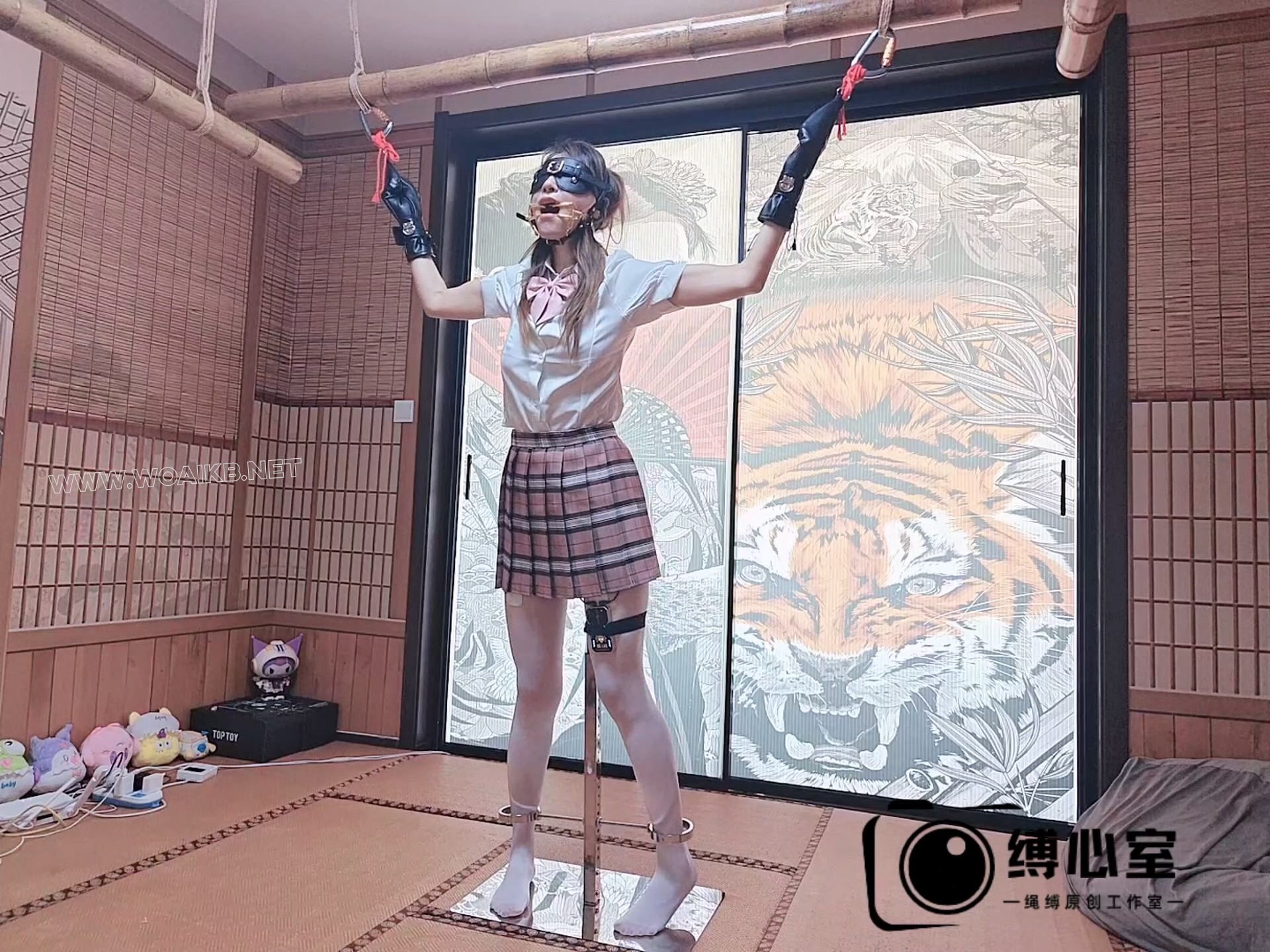 175长腿女神的罚站架体验，郊狼+强力电击鞭，虐胸玩舌，AV棒强制GC，被玩到全身颤…