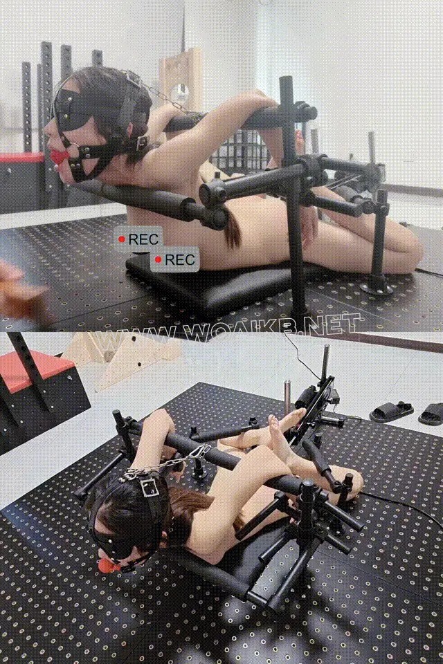 80多斤女学生的拘束架体验，超长时长，两种不同姿势玩法，全程高强度，电击+炮击+A…