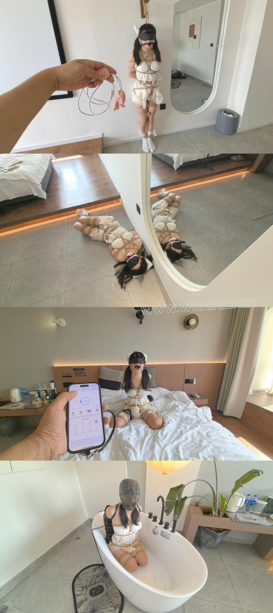 直立缚踮脚绞刑 掐BO 震动乳夹 微型入体TD贞操锁 肉丝白袜 SP TK  狐尾 单手套 电…