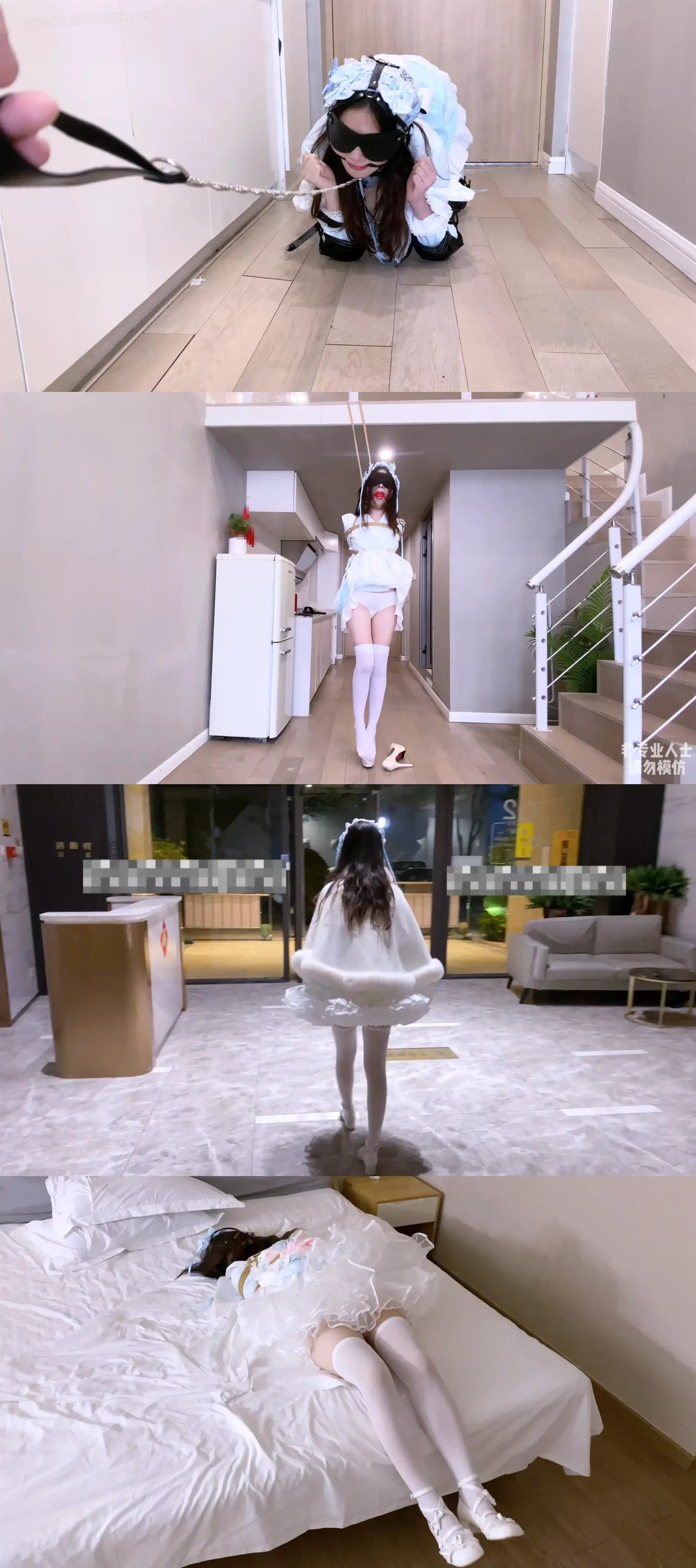 《吃鱼的喵》-特别篇4K-lo娘小蛋糕被k9人形犬爬行+项圈链子+马具口球+直臂+挂勃踮...