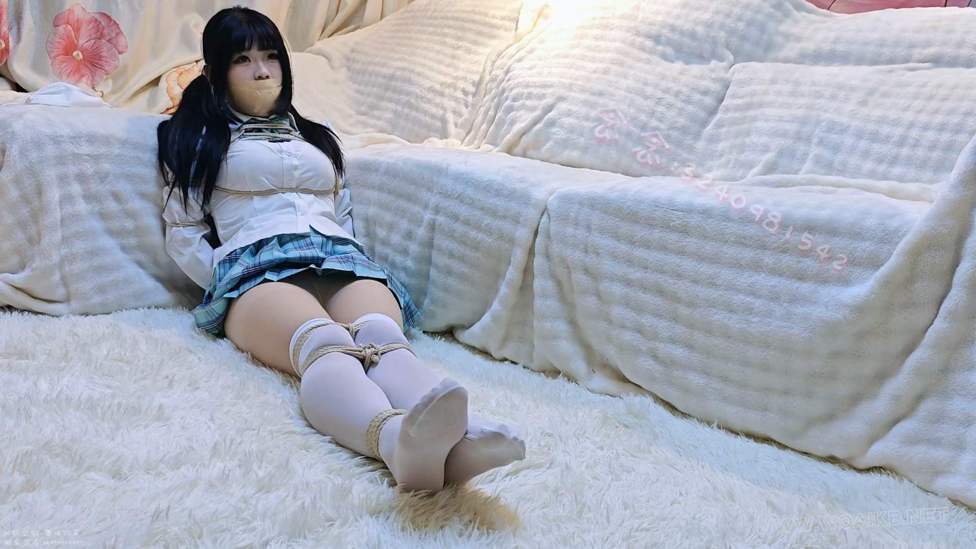 【念念】【定拍视频】好久不见的jk过膝袜 日式+并腿捆绑放置 袜子堵嘴胶带封嘴 预览图 12