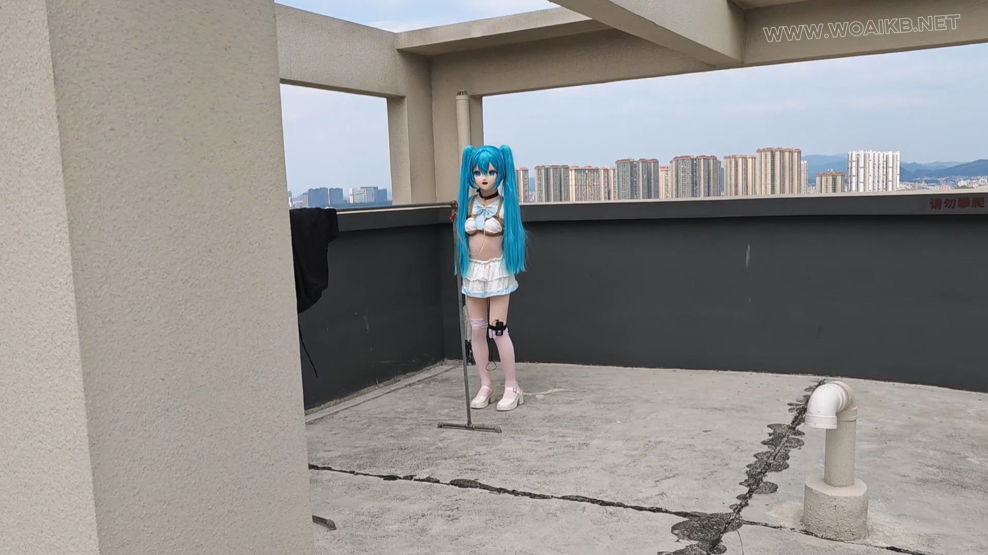 kigurumi捆绑调教~把初音绑到柱子上强制跪坐，紧缚，玩弄 预览图 12